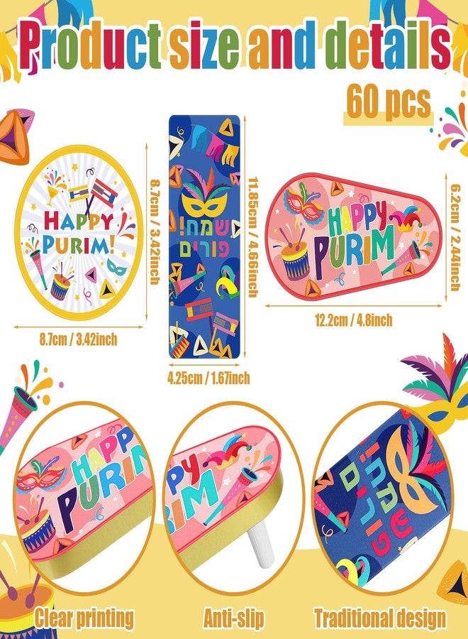 Lukmaa 60 Pcs Metal Purim Gragger Noise Makers for Sporting Event Colorful Party Noise Makers Bulk Novelty Assorted Purim Gragger Party Favor for Holiday, Football Games, Pep Rally Supplies (Stylish) - Image 3